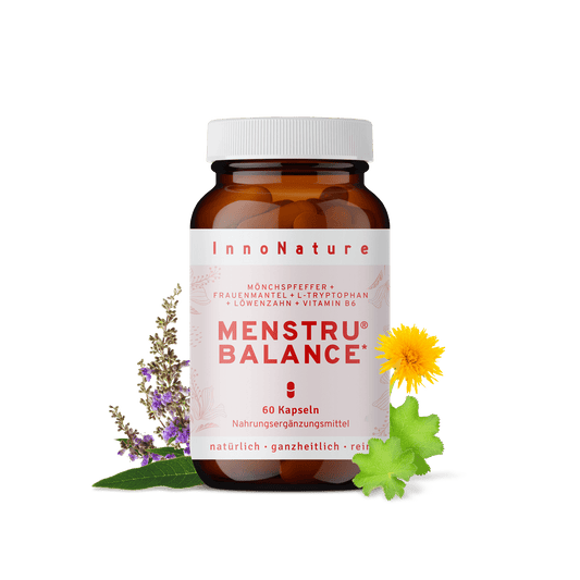 Menstru® Balance Kapseln: Mönchspfeffer, Frauenmantel, L-Tryptophan, Löwenzahn und Vitamin B6