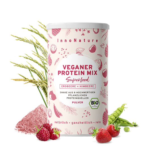 Bio Veganer Protein Mix Superfood Shake: Erdbeere + Himbeere