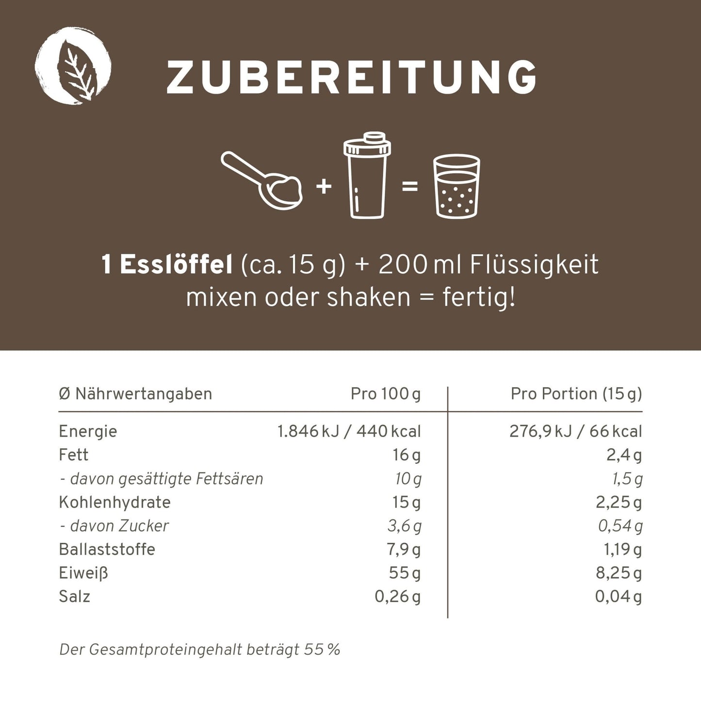 Bio Veganer Protein Mix Superfood Shake: Erbse, Reis, Kürbis, Mandel, Chiasamen