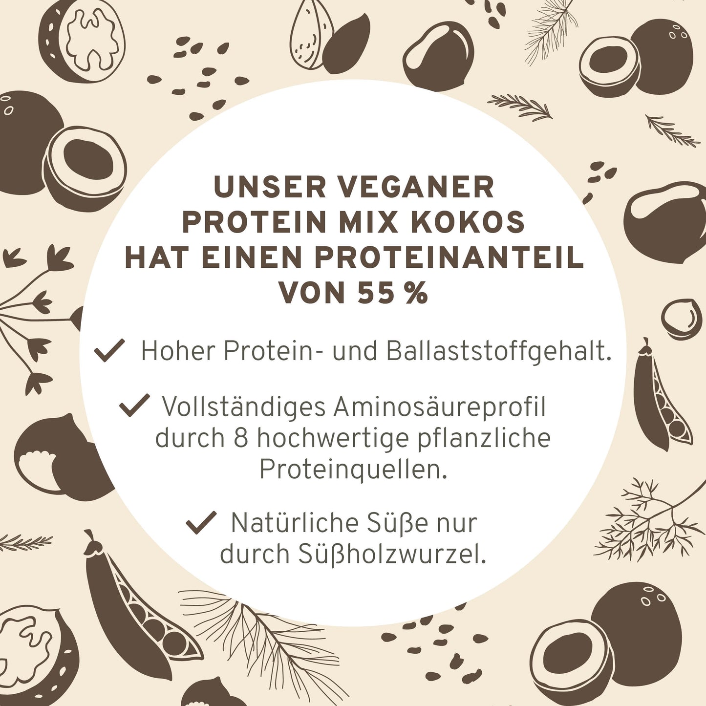 Bio Veganer Protein Mix Superfood Shake: Erbse, Reis, Kürbis, Mandel, Chiasamen