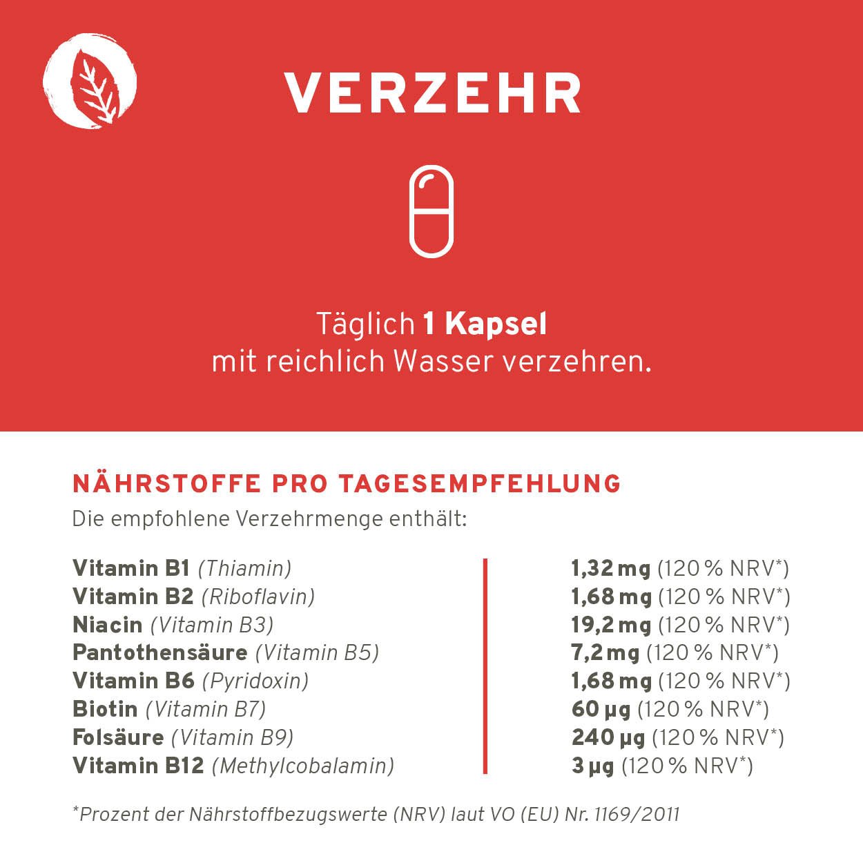 Natürliche Vitamin B Komplex Kapseln