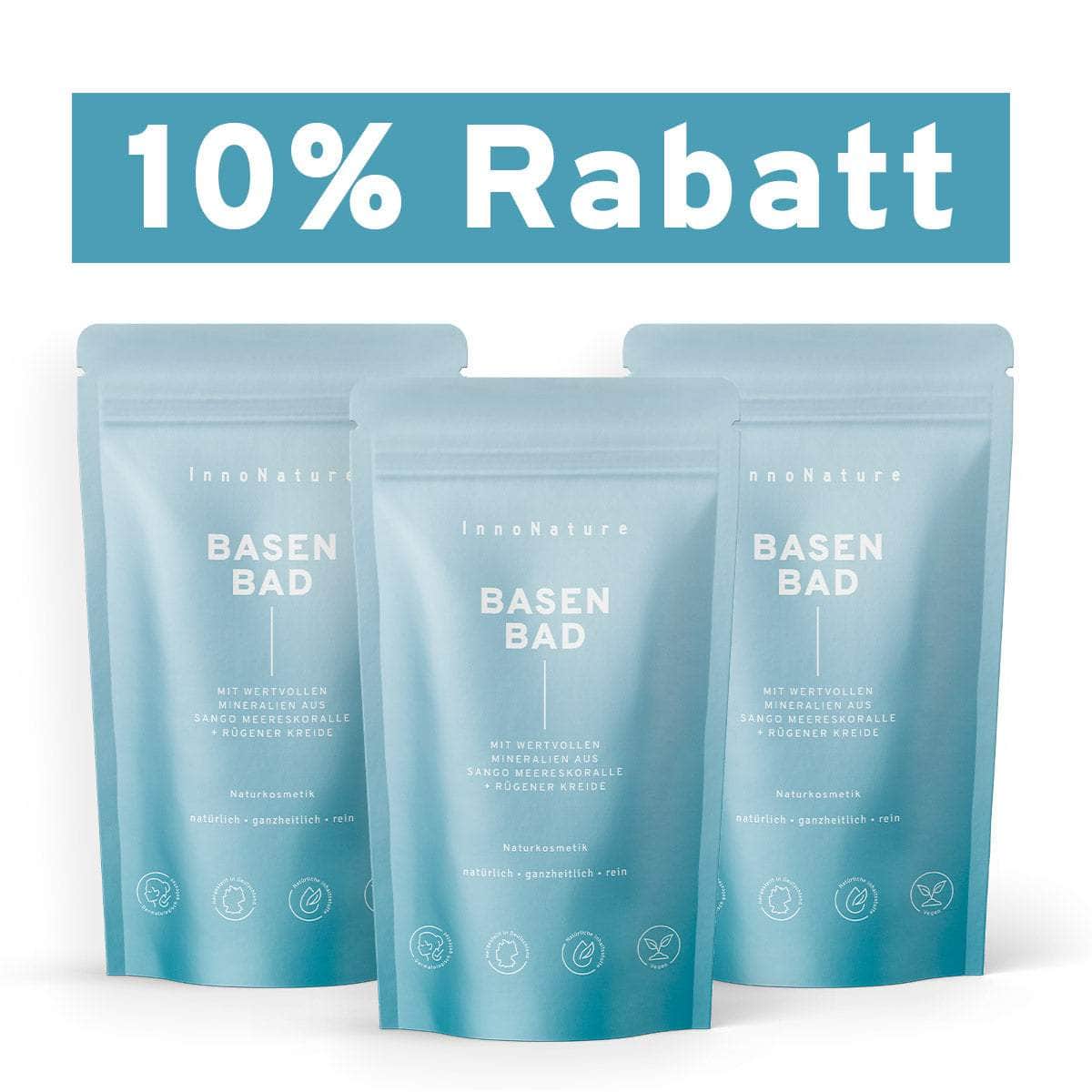 InnoNature Bad 3x750g Basenbad mit Sango Meereskoralle + Rügener Kreide