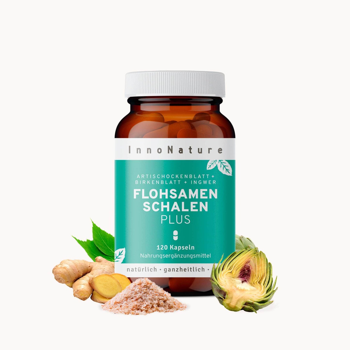 InnoNature Kapseln 1x Monatsvorrat (120 Kapseln) Flohsamenschalen Plus Kapseln