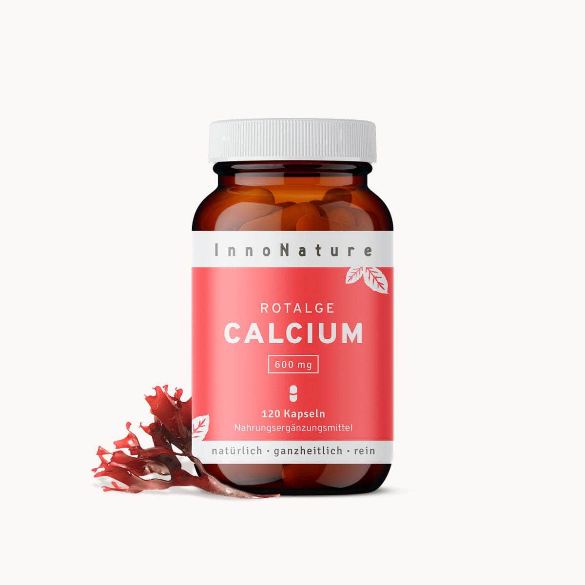 InnoNature Kapseln 1x Zweimonatsvorrat (120 Kapseln) Calcium Kapseln: Natürliches Calcium aus der Rotalge