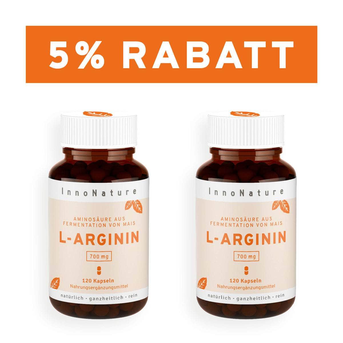 InnoNature Kapseln 2x 120 Kapseln (240 Kapseln) L-Arginin Kapseln