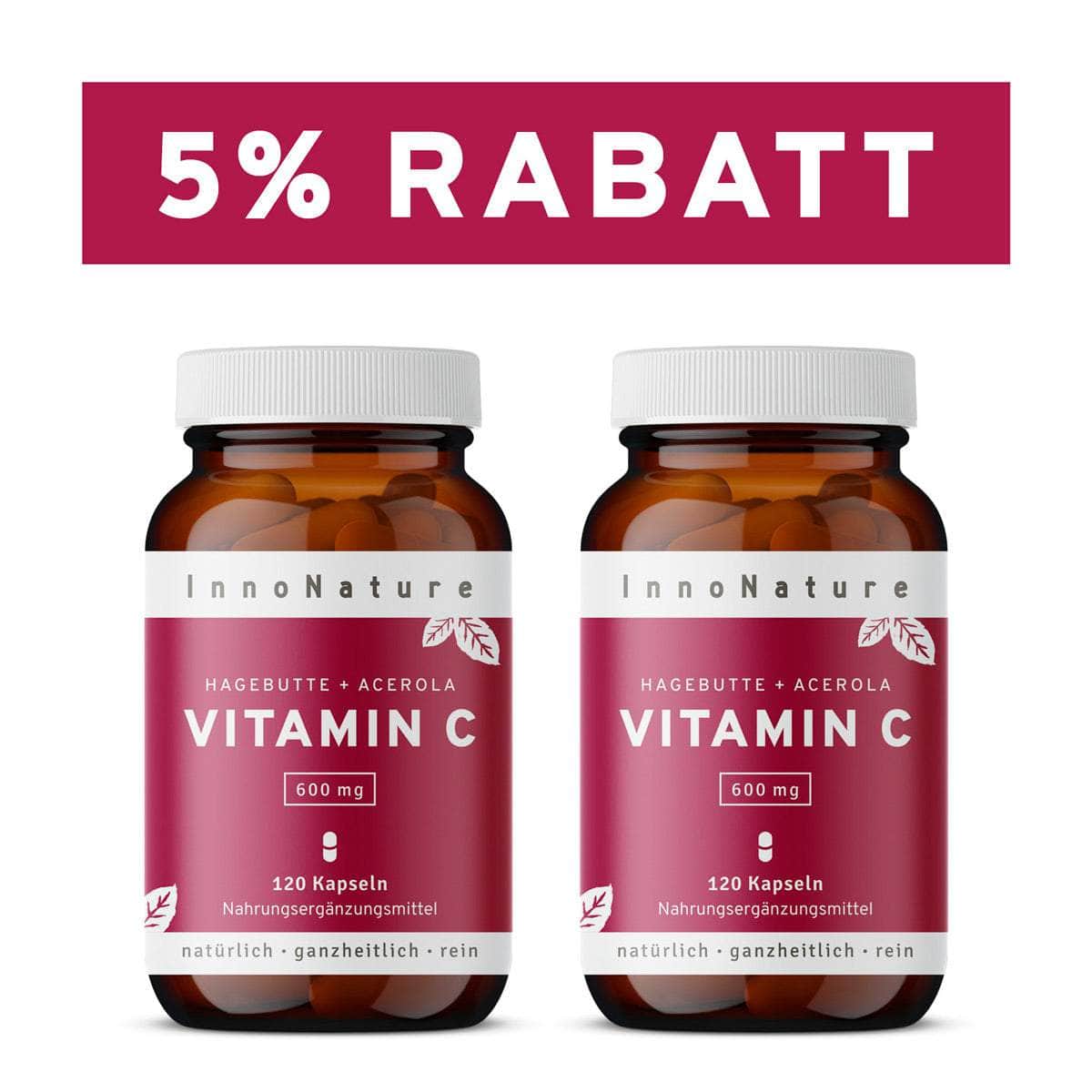 InnoNature Kapseln 2x Zweimonatsvorrat (2x120 Kapseln) Vitamin C Kapseln