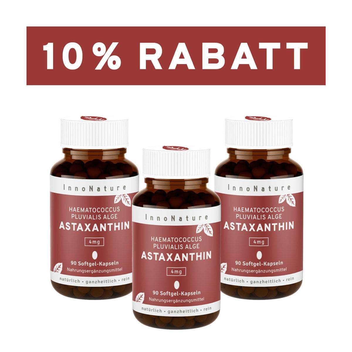 InnoNature Kapseln 3 x Dreimonatsvorrat (270 Softgel-Kapseln) Astaxanthin Kapseln