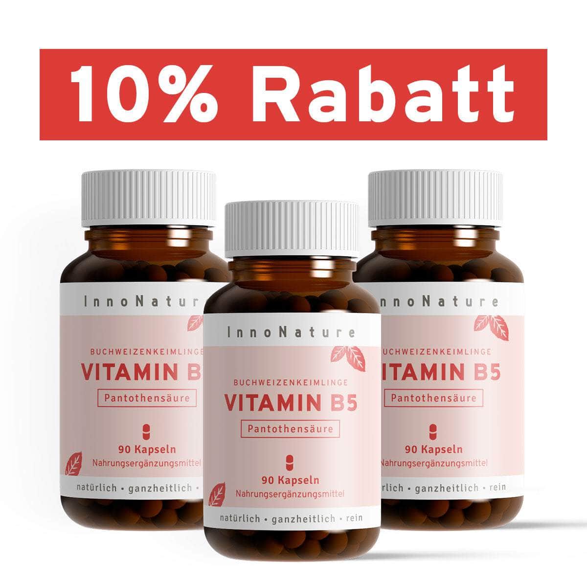 InnoNature Kapseln 3x 90 Kapseln Vitamin B5 Kapseln: Buchweizen Keimlinge