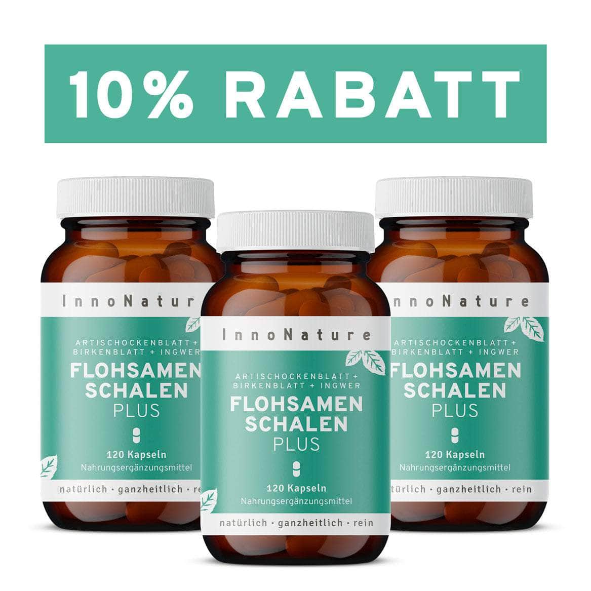 InnoNature Kapseln 3x Monatsvorrat (3x120 Kapseln) Flohsamenschalen Plus Kapseln