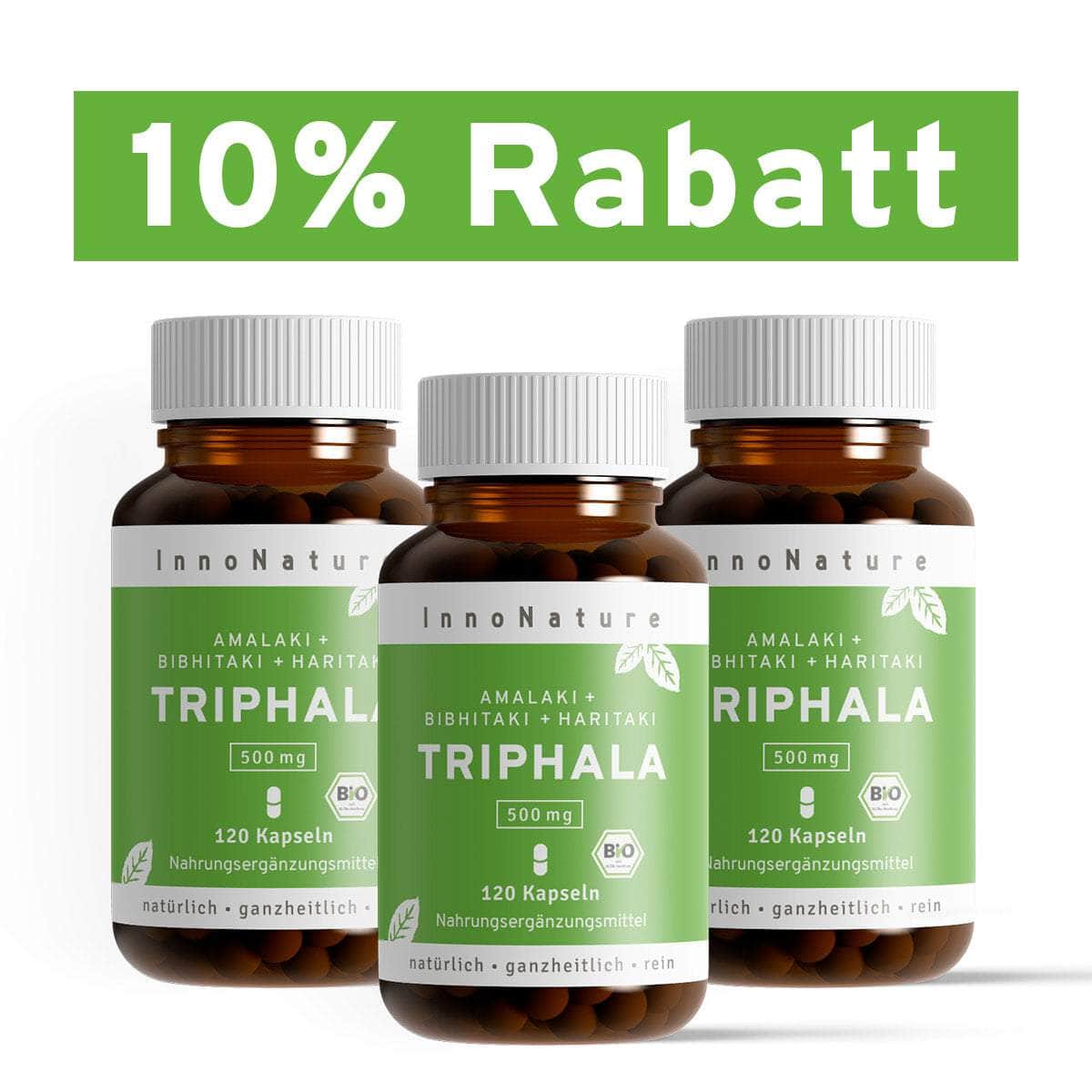 InnoNature Kapseln 3x Viermonatsvorrat (3 x 120 Kapseln) Bio Triphala Kapseln