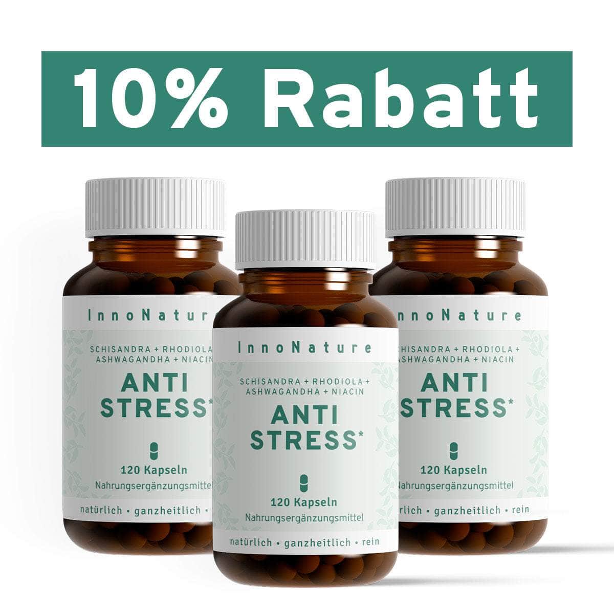 InnoNature Kapseln 3x Zweimonatsvorrat (3x120 Kapseln) Anti Stress Kapseln