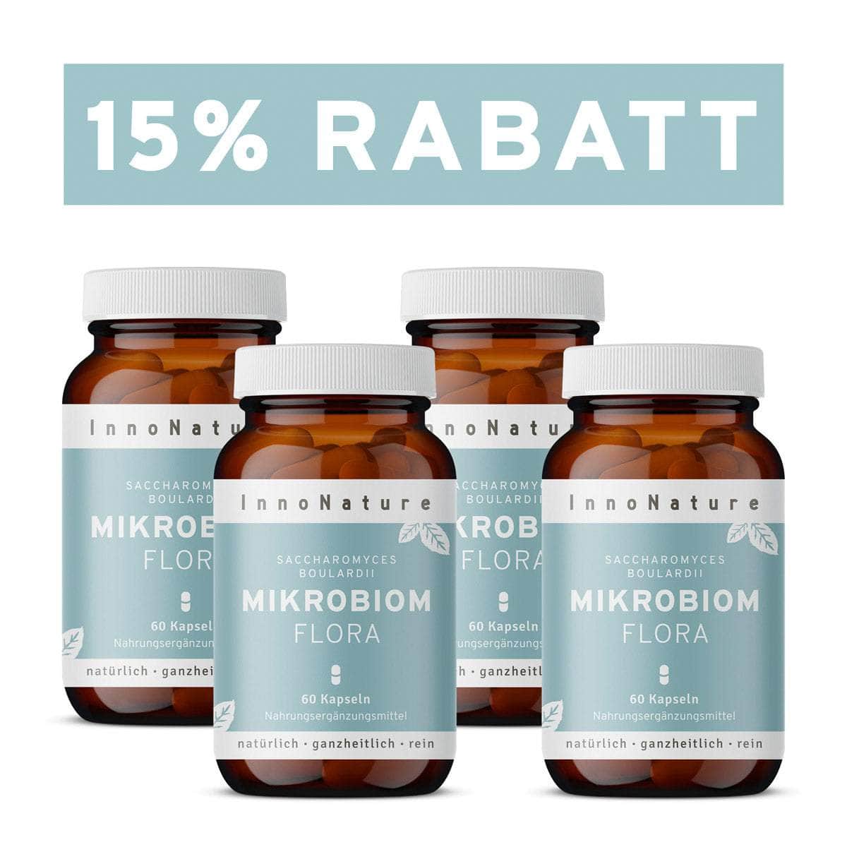 InnoNature Kapseln 4 x Zweimonatsvorrat (4 x 60 Kapseln) Mikrobiom Flora Kapseln
