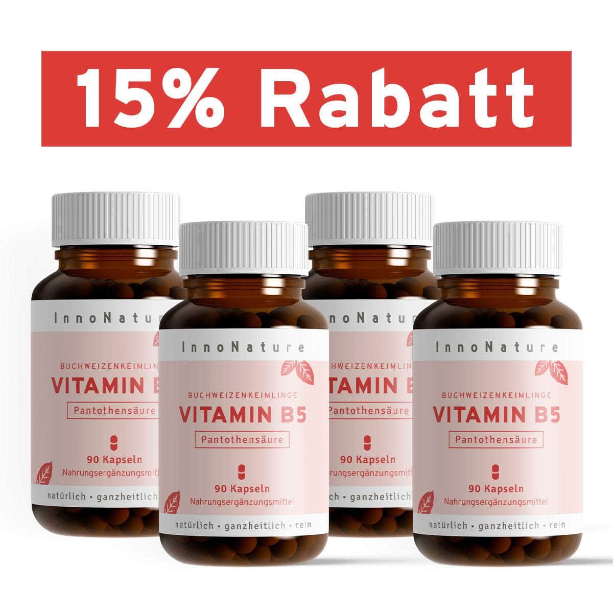 InnoNature Kapseln 4x 90 Kapseln Vitamin B5 Kapseln: Buchweizen Keimlinge