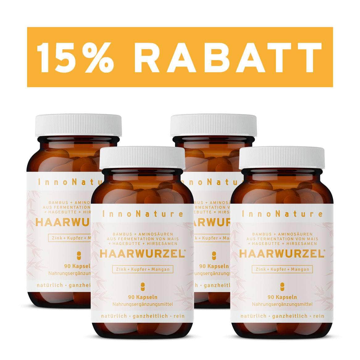 InnoNature Kapseln 4x Monatsvorrat (4x90 Kapseln) Haarwurzel Kapseln