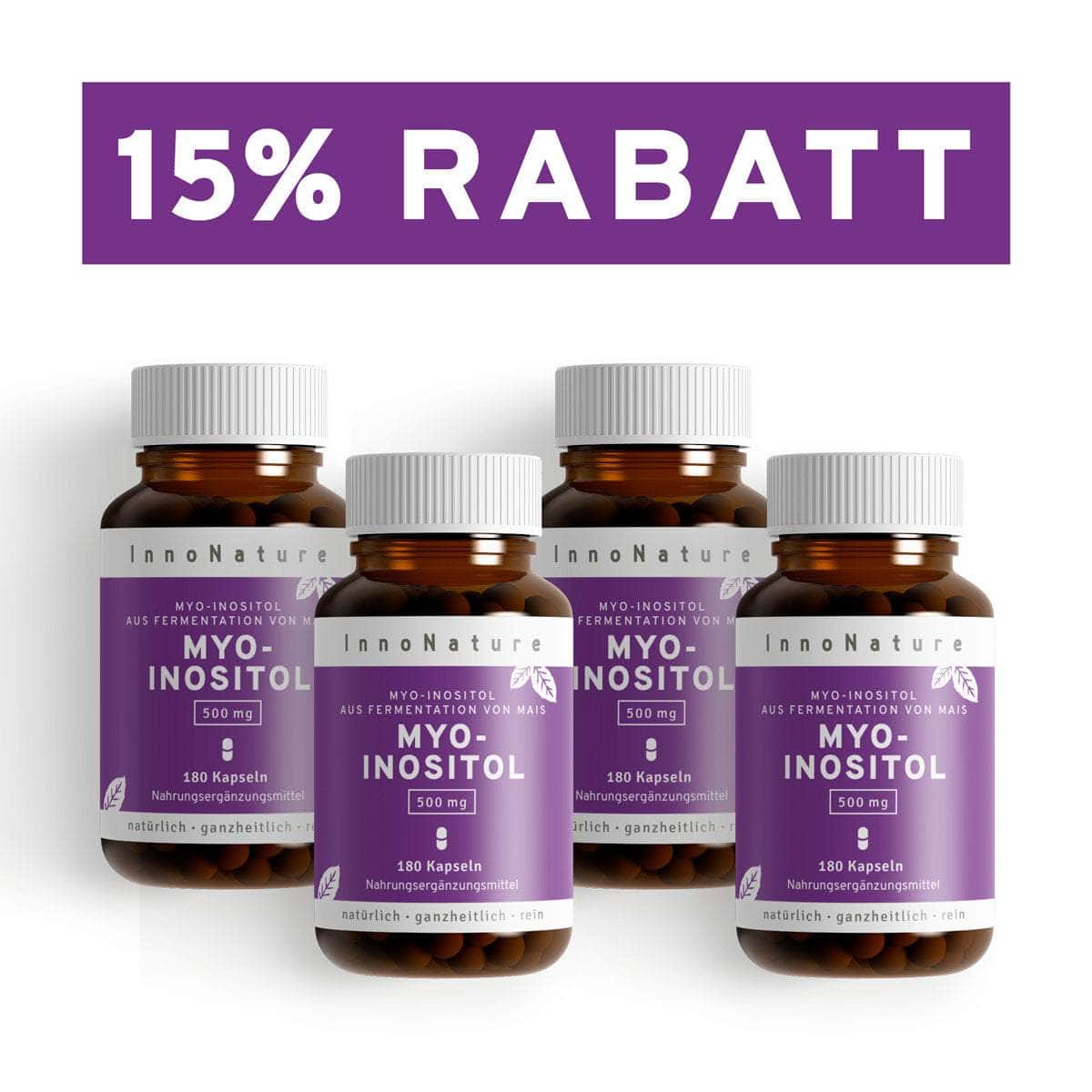 InnoNature Kapseln 4x Sechsmonatsvorrat (4x180 Kapseln) Myo Inositol Kapseln