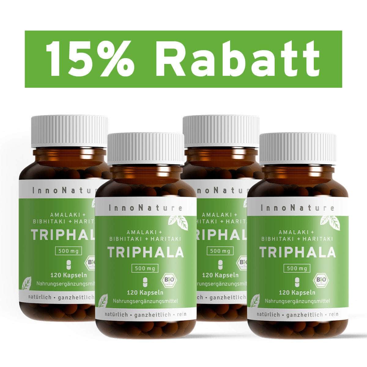 InnoNature Kapseln 4x Viermonatsvorrat (4 x 120 Kapseln) Bio Triphala Kapseln