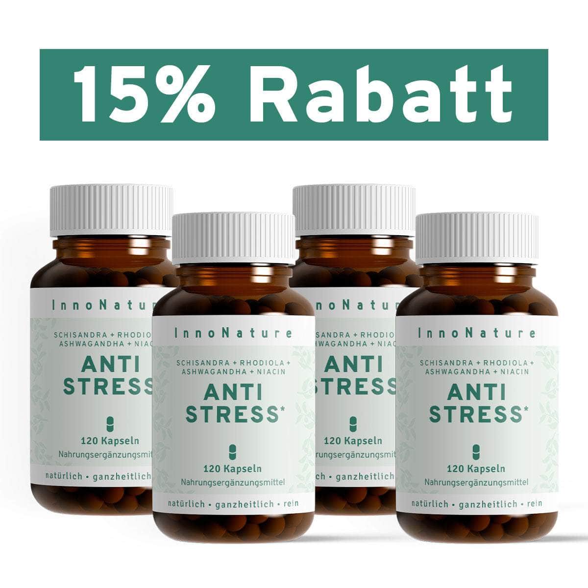 InnoNature Kapseln 4x Zweimonatsvorrat (4x120 Kapseln) Anti Stress Kapseln