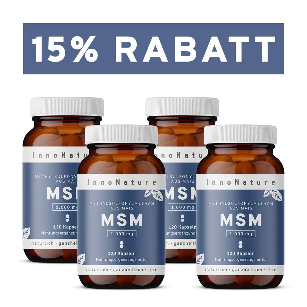 InnoNature Kapseln 4x Zweimonatsvorrat (4x120 Kapseln) MSM Kapseln