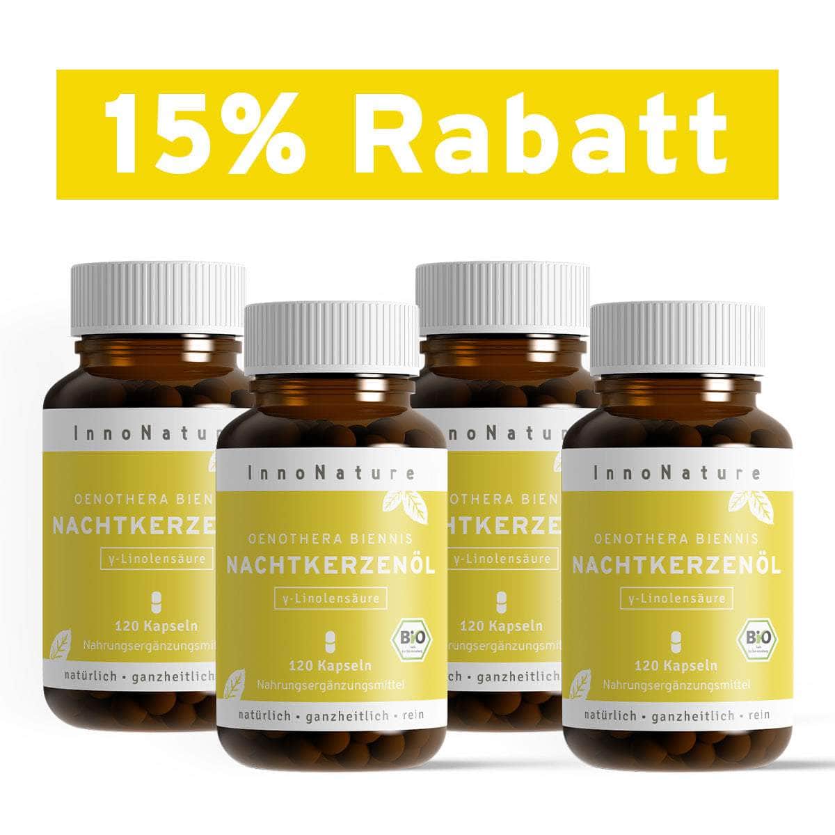 InnoNature Kapseln 4x Zweimonatsvorrat (4x120 Kapseln) Nachtkerzenöl Kapseln
