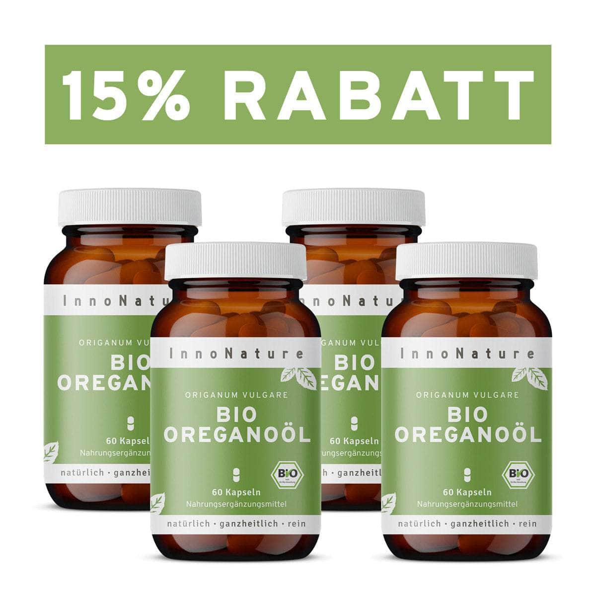 InnoNature Kapseln 4x Zweimonatsvorrat (4x60 Kapseln) Bio Oreganoöl 60 Kapseln