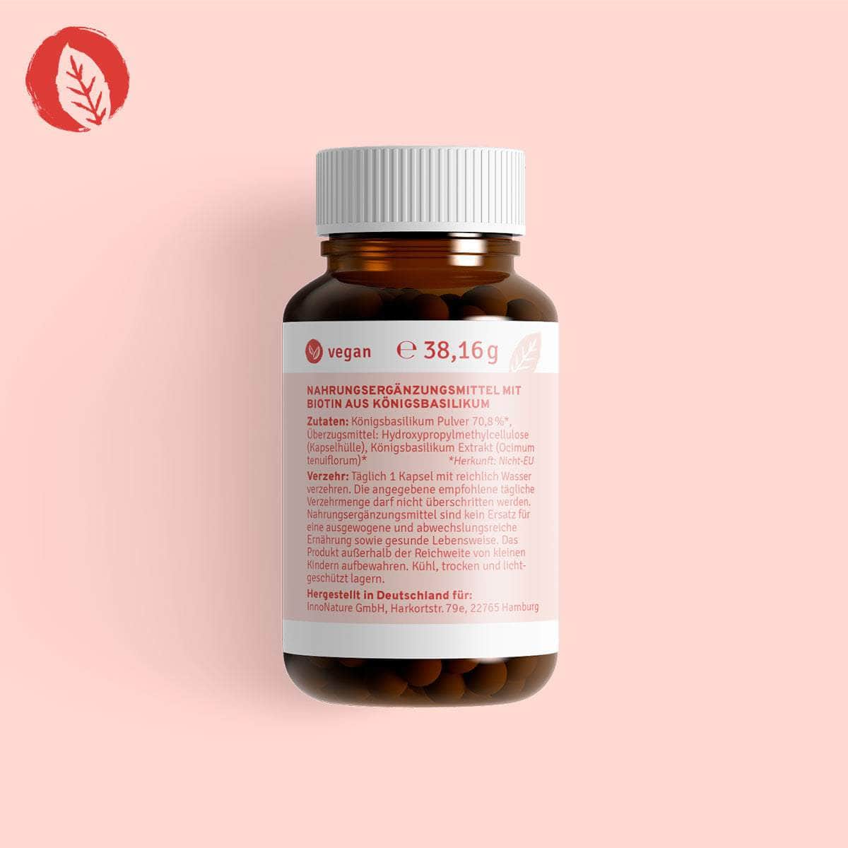 InnoNature Kapseln Biotin Kapseln: Vitamin B7 aus Königsbasilikum