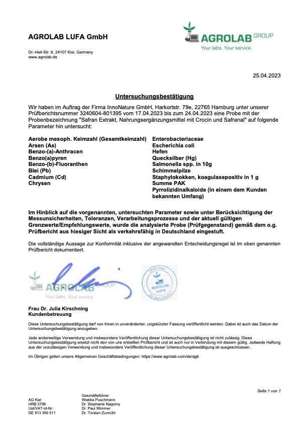 InnoNature Kapseln Safran Extrakt: Crocin und Safranal