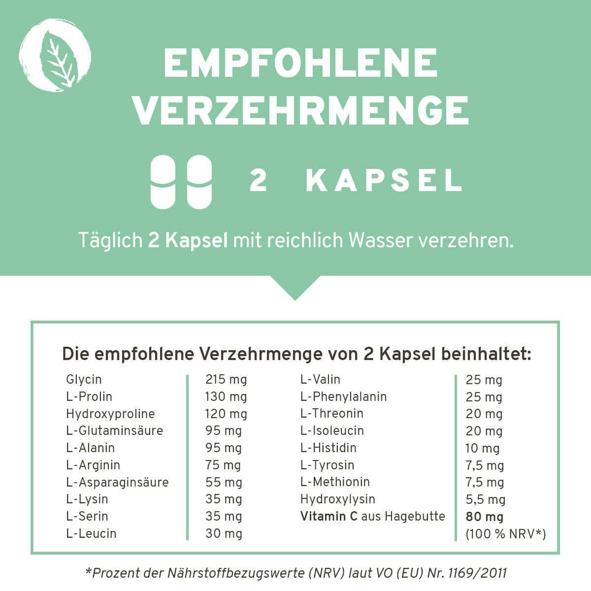 InnoNature Kapseln Vegan Kollagen Support Kapseln: Hagebutte + Aminosäuren aus fermentiertem Mais