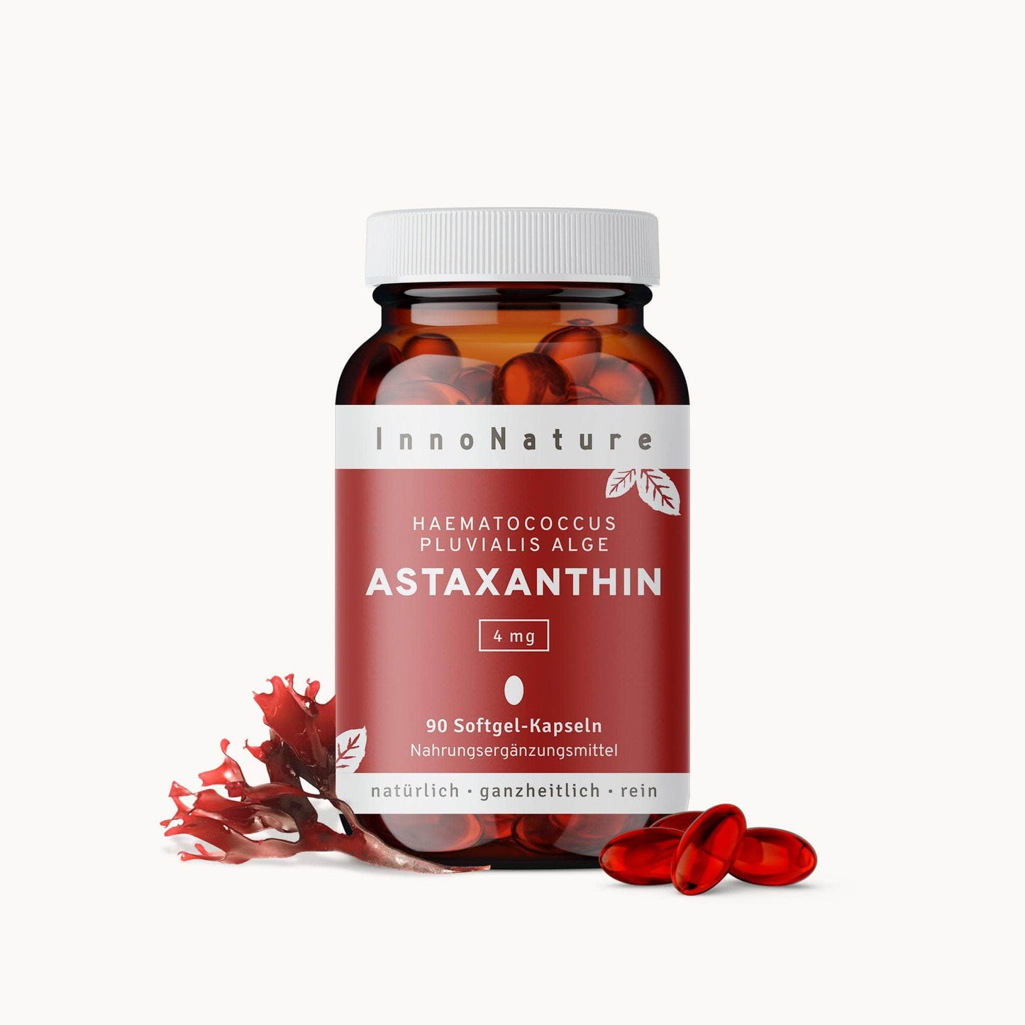 InnoNature NAHRUNGSERGÄNZUNGSMITTEL 1 x Dreimonatsvorrat (90 Softgel-Kapseln) Astaxanthin Kapseln
