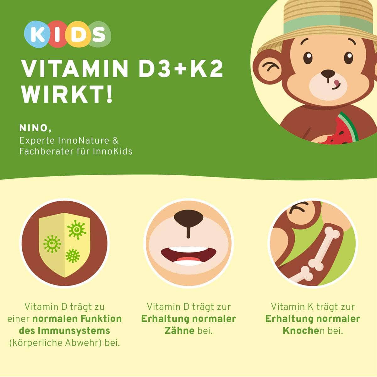 InnoNature NEM-Paket 1x Vorrat (Omega 3 Kids, 1x Vitamin D3+K2 Kids, 1x Eisen Kids und 1x Immun Kids Pure) Immun-Kids-Paket