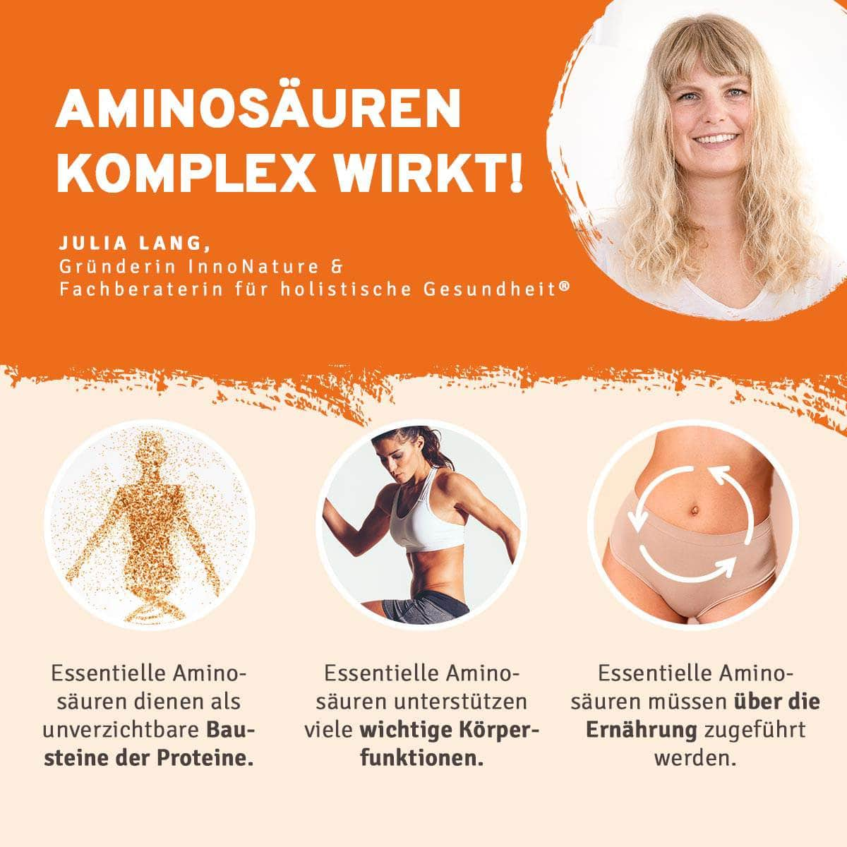 InnoNature Pakete 1x Vorrat (1x Protein Shake, 1x B Komplex, 1x Aminosäuren Komplex, 1x Sango Koralle, 1x Omega 3) Aktiv-Paket