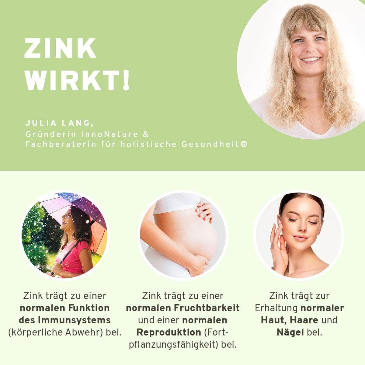 InnoNature Pakete 1x Vorrat (1x Zink, 1x Maca, 1x Folsäure, 1x Myo Inositol, 1x Coenzym Q10) Kinderwunsch-Paket