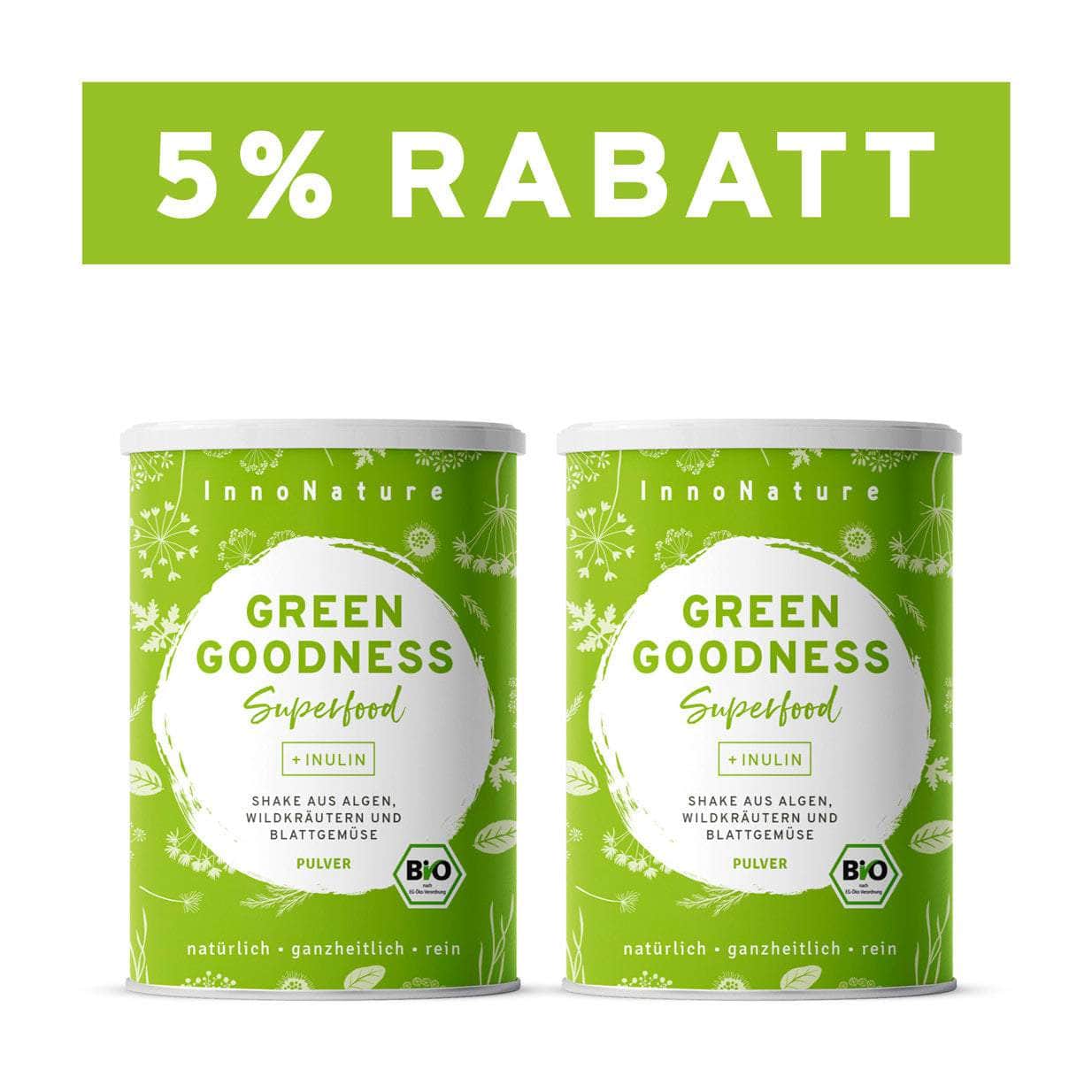 InnoNature Pulver 2x 300g (40 Portionen) Bio Green Goodness Superfood Shake