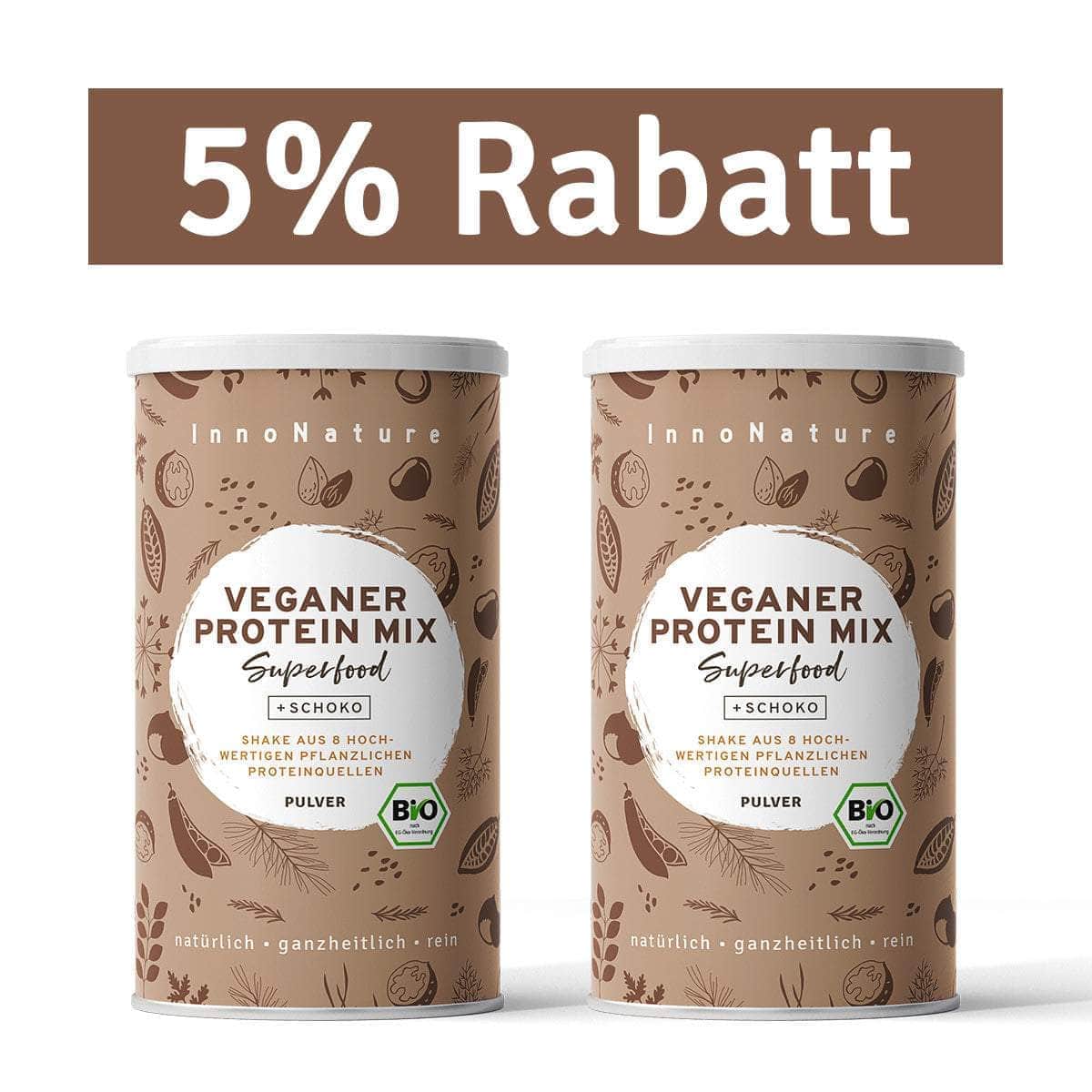 InnoNature Pulver 2x 500g (66 Portionen) Bio Veganer Protein Mix Schoko