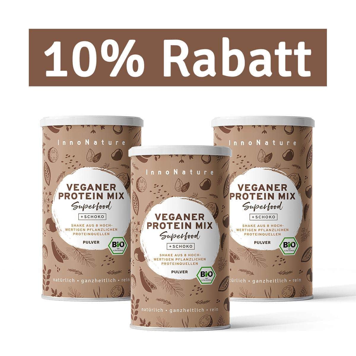 InnoNature Pulver 3x 500g (99 Portionen) Bio Veganer Protein Mix Schoko