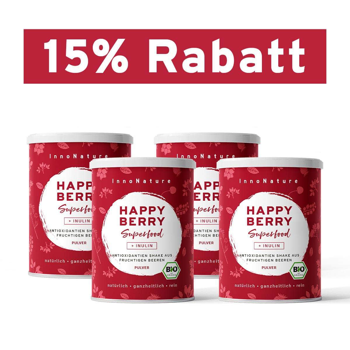 InnoNature Pulver 4x 195g Pulver Bio Happy Berry Superfood Pulver