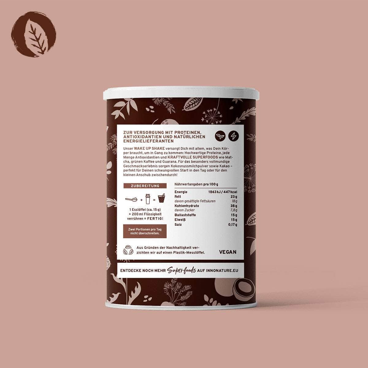 InnoNature Pulver Bio Wake Up Superfood Shake: Kokos, Kakao, Matcha, Guarana und grüner Kaffee