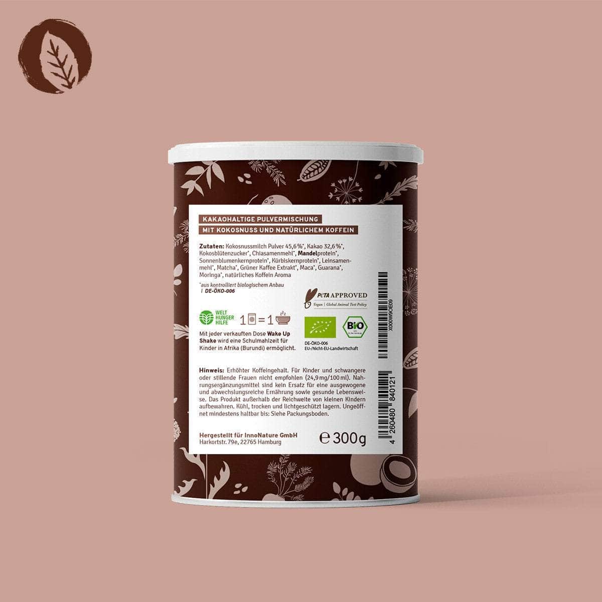 InnoNature Pulver Bio Wake Up Superfood Shake: Kokos, Kakao, Matcha, Guarana und grüner Kaffee