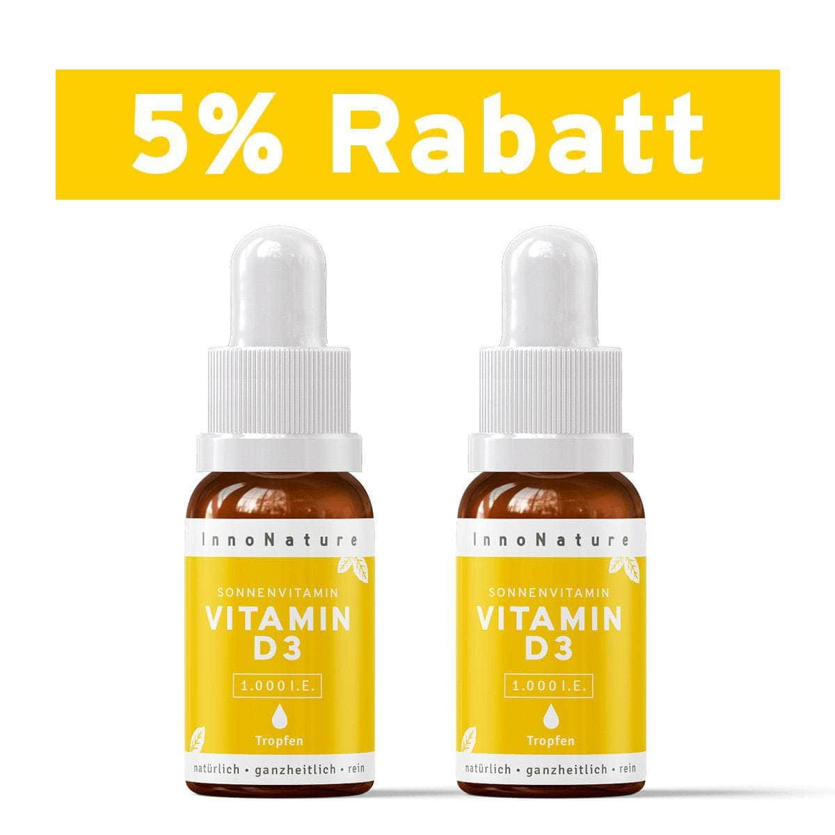 InnoNature Tropfen 2x Monatsvorrat (2x 10 ml) Vitamin D3 Tropfen: das Sonnenvitamin 10 ml
