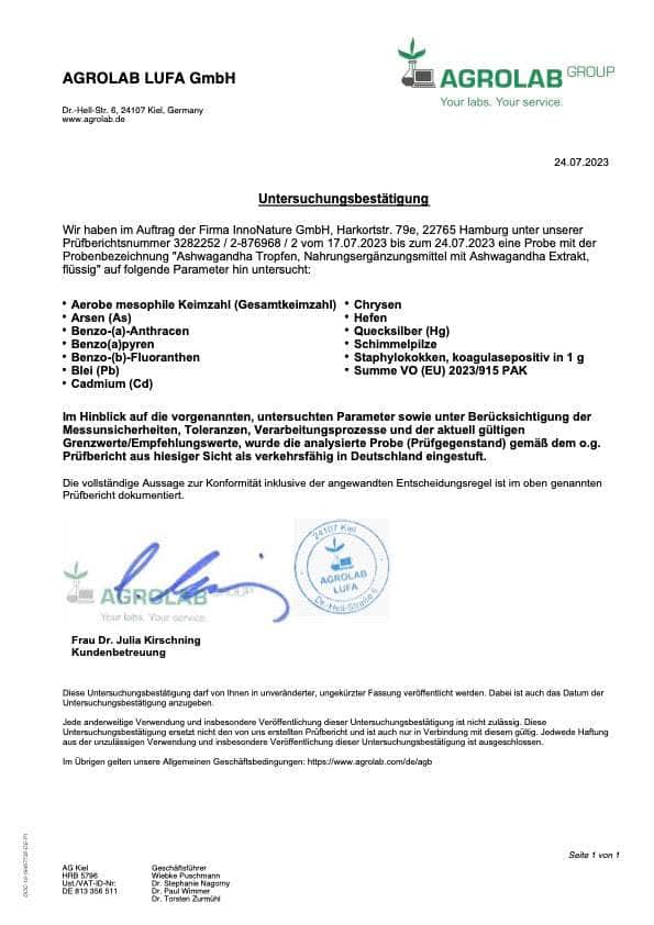 InnoNature Tropfen Ashwagandha Wurzel Extrakt Tropfen