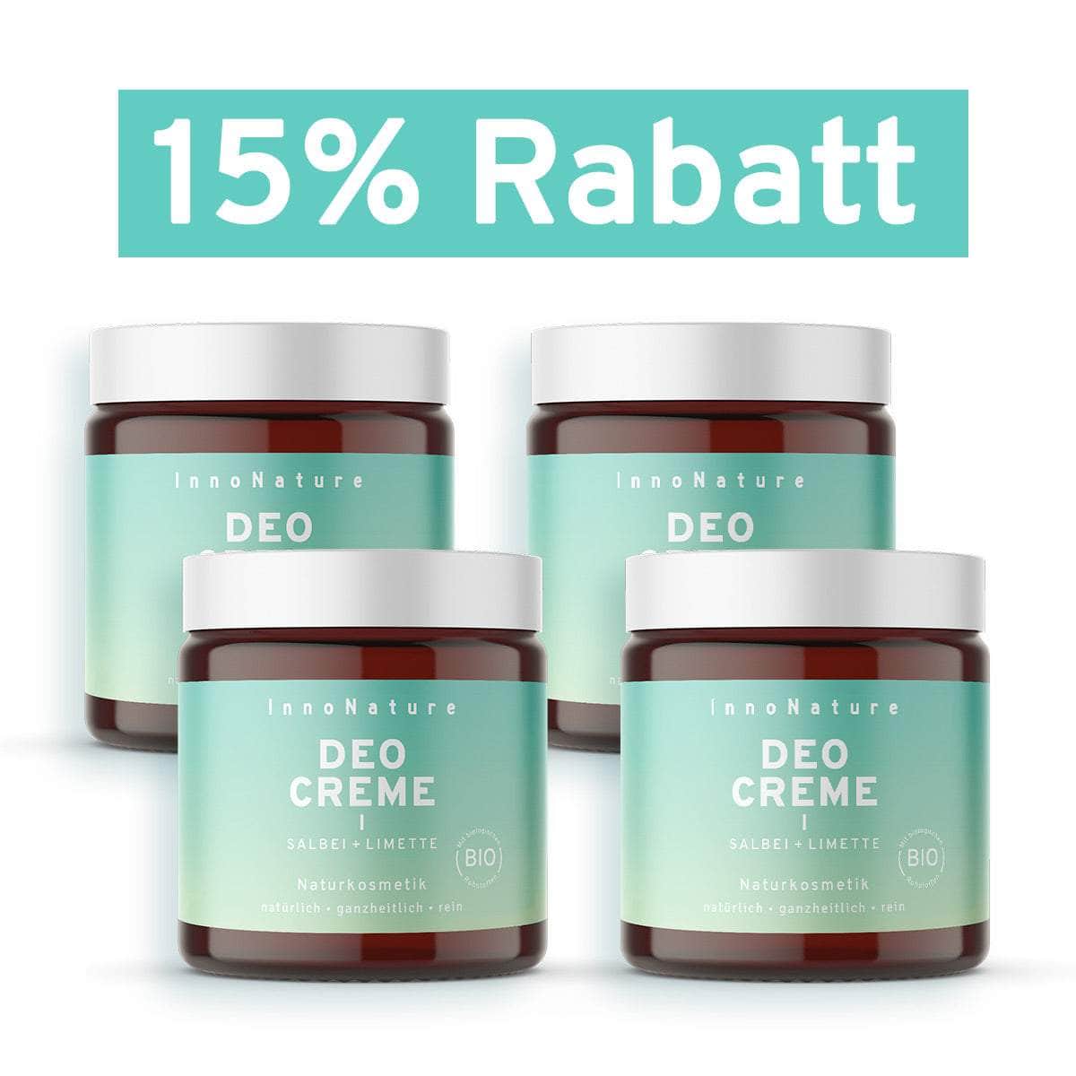 InnoNature Creme 4x60ml Natürliche Deocreme Salbei - Limette