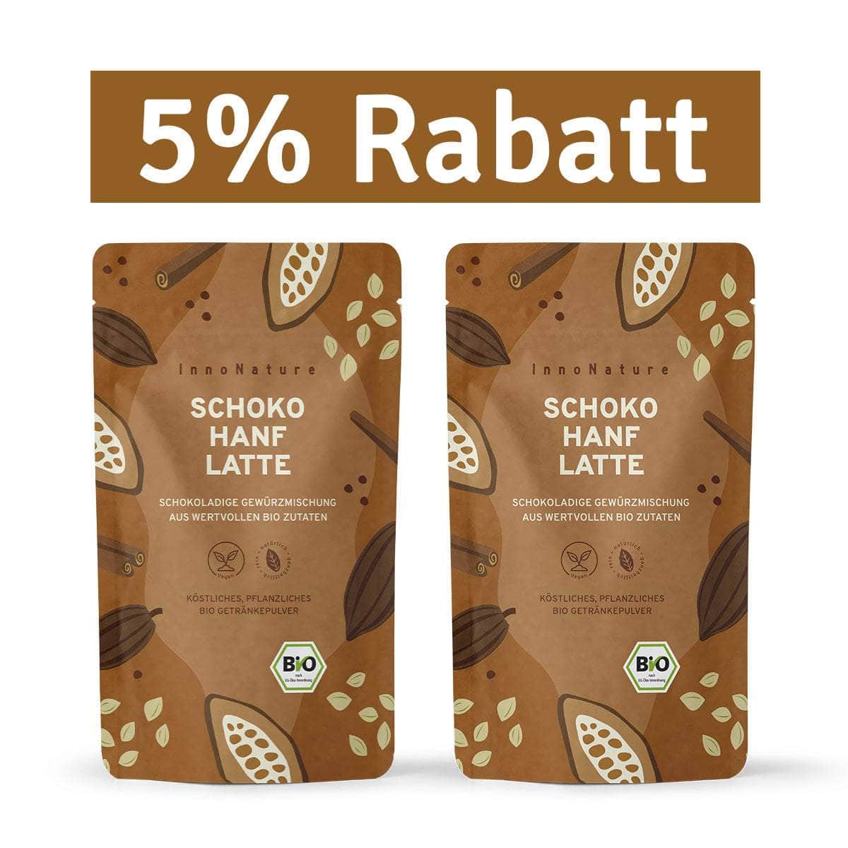 InnoNature Getränkepulver 2x 175g Pulver Bio Schoko Hanf Latte