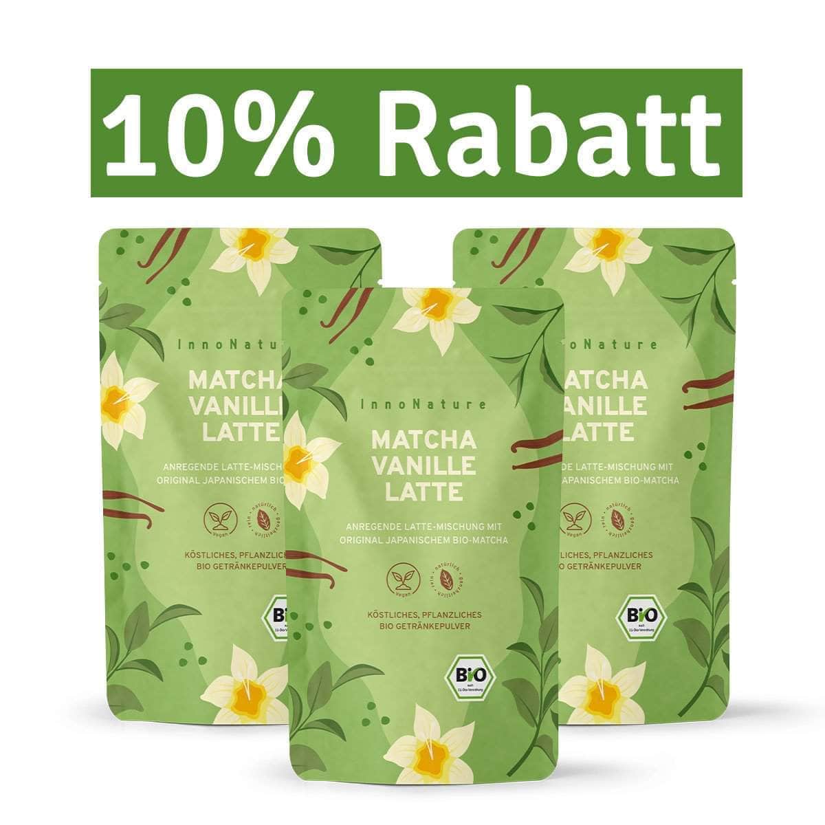InnoNature Getränkepulver 3x 150g Pulver Bio Matcha Vanille Latte