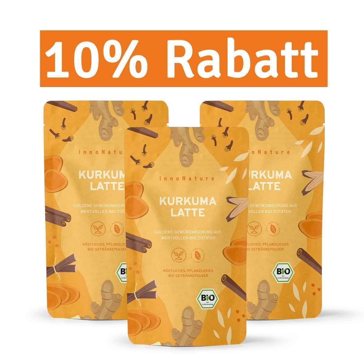 InnoNature Getränkepulver 3x 175g Pulver Bio Kurkuma Latte