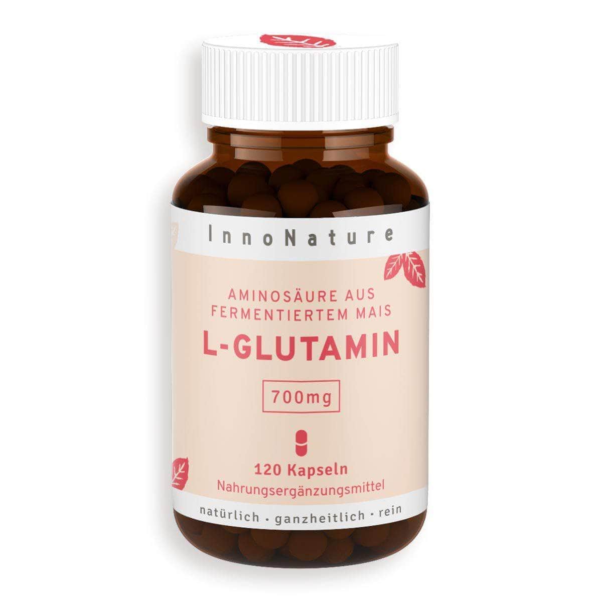 InnoNature Kapseln 1x 120 Kapseln L-Glutamin: Aminosäure aus fermentiertem Mais