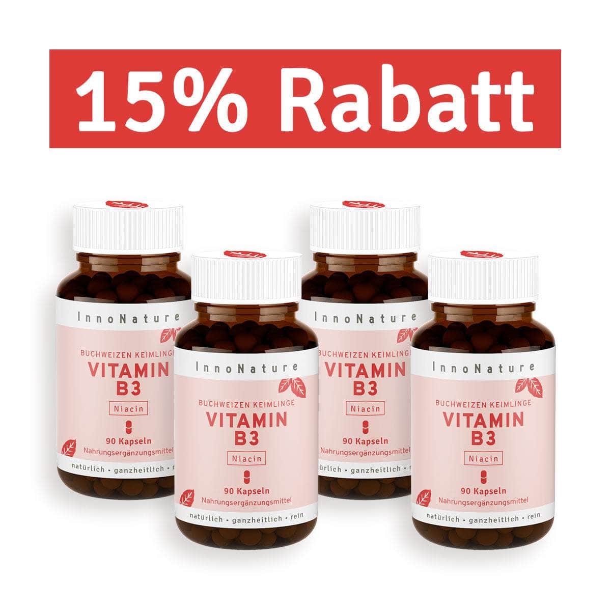 InnoNature Kapseln 4x 90 Kapseln Vitamin B3 Kapseln: Buchweizen Keimlinge