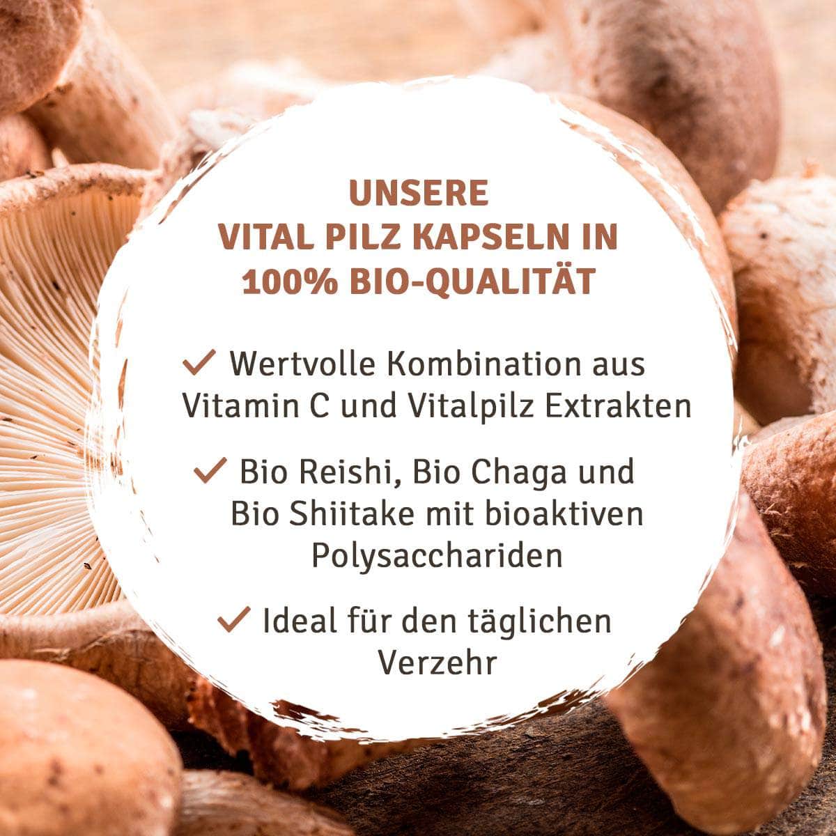 InnoNature Kapseln Bio Vital* Pilz Kapseln: Reishi, Chaga, Shiitake und Acerola
