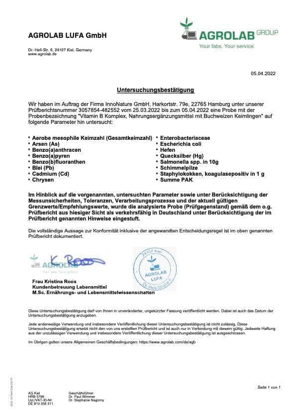 InnoNature Kapseln Buchweizen Keimlinge: Natürliche B Komplex Kapseln
