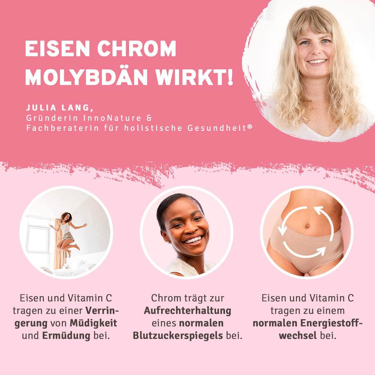 InnoNature Kapseln Eisen Chrom Molybdän Kapseln: Buchweizenkeimlinge + Hagebutte