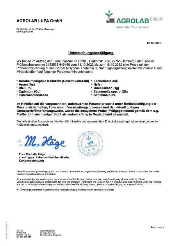 InnoNature Kapseln Eisen Chrom Molybdän Kapseln: Buchweizenkeimlinge + Hagebutte