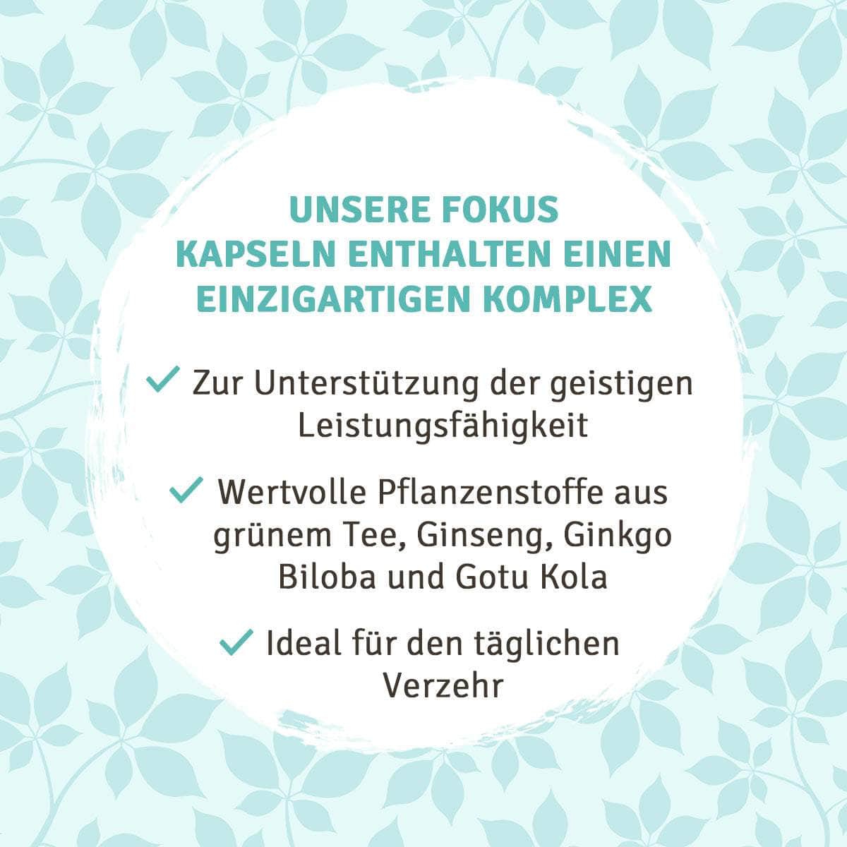 InnoNature Kapseln Fokus Kapseln: Grüner Tee, Ginseng, Ginko Biloba, Gotu Kola, Vitamin B12